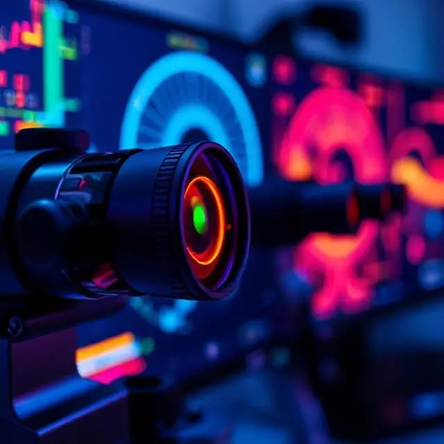 Close up of color vectorscopes on a monitor.