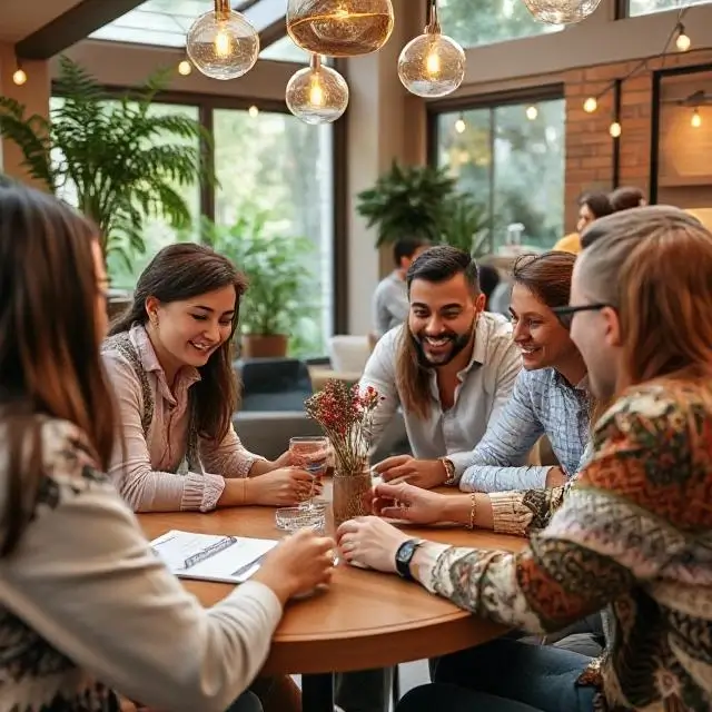 Students collaborating and networking in a community.