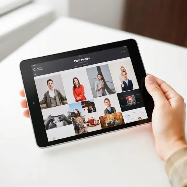 A professional portfolio displayed on a tablet