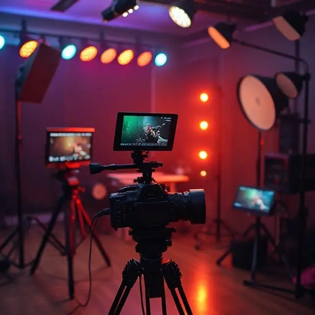 A cinematic video editing setup